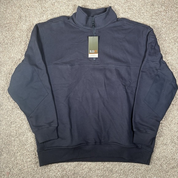 511 Tactical Sweatshirt Mens 2XL Fire Navy Blue Job Shirt Canvas Elbow NEW - Picture 1 of 8